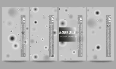 Set of modern flyers. Molecular research, cells in gray, science vector Illustrazione stock