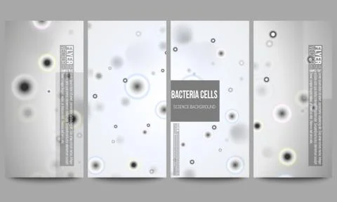 Set of modern flyers. Molecular research, cells in gray, science vector 스톡 일러스트