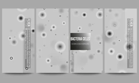 Set of modern flyers. Molecular research, cells in gray, science vector 스톡 일러스트