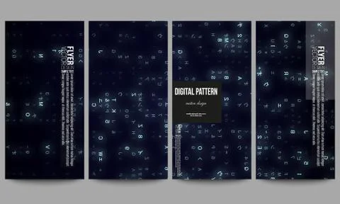 Set of modern flyers. Virtual reality, abstract technology background with blue Stock Illustration
