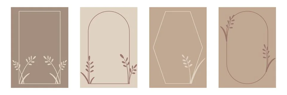 Set of modern frames with ears of corn Stock Illustration