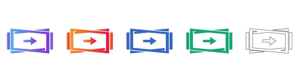 Set of Modern Geometric Arrow Frame Icons Stockillustratie