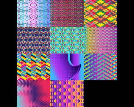 Set of Modern geometric background, Gradient shapes composition Stock Illustration