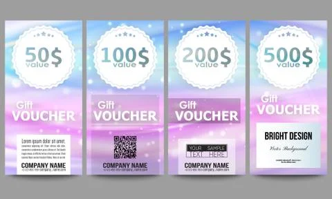 Set of modern gift voucher templates. Abstract wave vector background イラスト素材