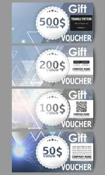 Set of modern gift voucher templates. Abstract blurred vector background with Stock Illustration