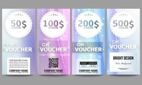 Set of modern gift voucher templates. Abstract wave vector background イラスト素材
