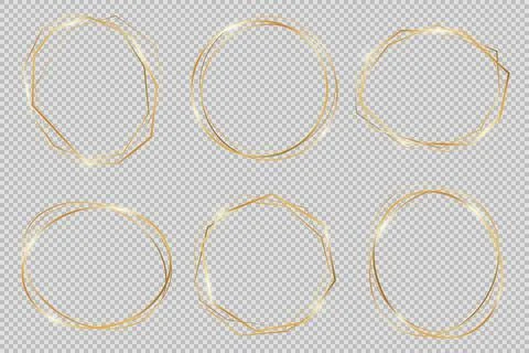 Set of modern gold geometric polygonal and oval frames. Stock Illustration