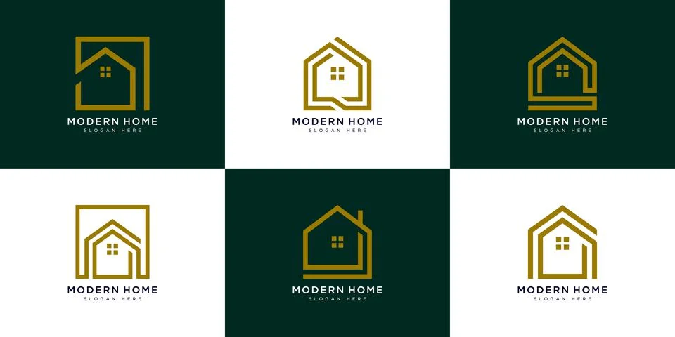 Set of modern home logo vector design Stock Illustration
