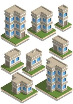 Set of modern houses. Ilustração Stock