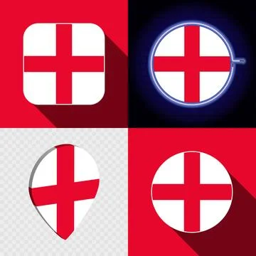 Set of modern icons with the national flag of England. Stock Illustration