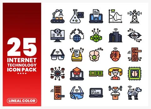 Set of modern internet technology icons in lineal color. イラスト素材