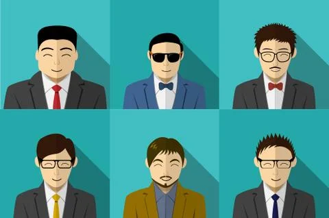 Set of modern Korean people in vector portait Stock Illustration