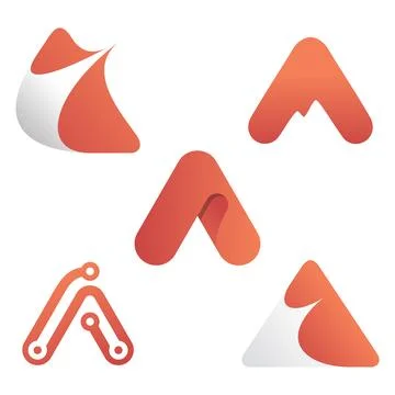 Set of modern letter A simple vector symbol Stock Illustration