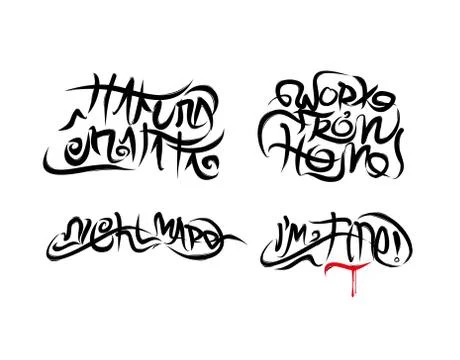 Set Modern Lettering Text on white background in vector illustration Illustrazione stock
