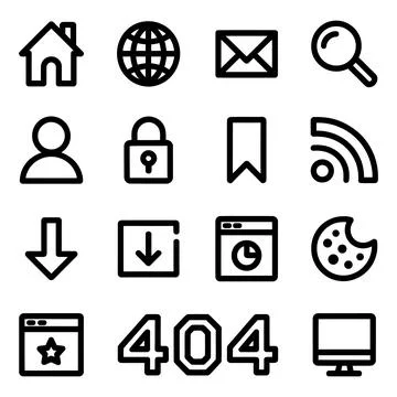Set of modern line style web icons on white background Illustrazione stock