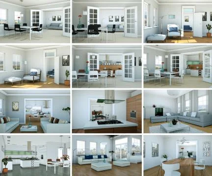 Set of modern Loft Interior design Illustrazione stock