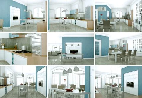 Set of modern Loft Interior design Stock Illustration