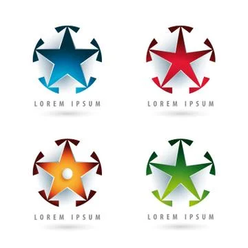 Set of modern logos with star shape and 3d effect Stock Illustration