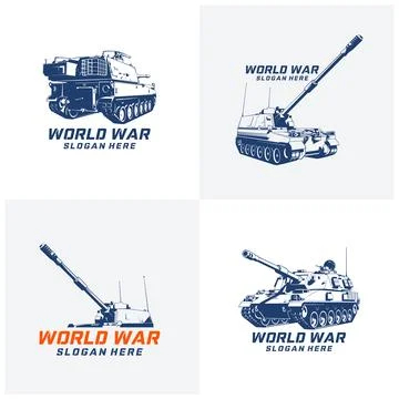 Set of Modern Main Battle Tank Vector Logo Illustration. vector illustratio.. Stock Illustration