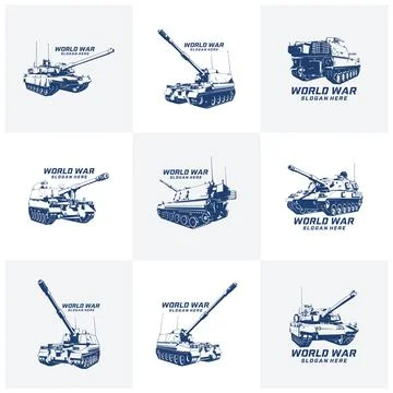 Set of Modern Main Battle Tank Vector Logo Illustration. vector illustratio.. Stock Illustration