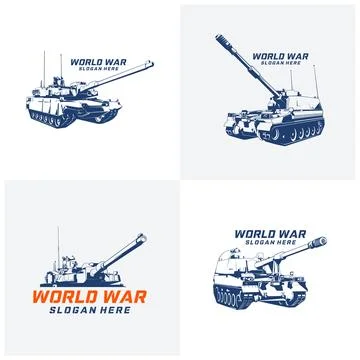 Set of Modern Main Battle Tank Vector Logo Illustration. vector illustratio.. Stock Illustration