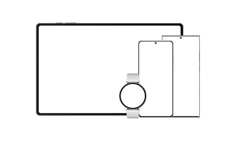 Set of Modern Mobile Devices With Blank Screens Stock Illustration