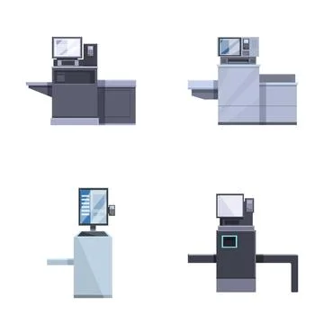 Set of modern office desks with computers 스톡 일러스트