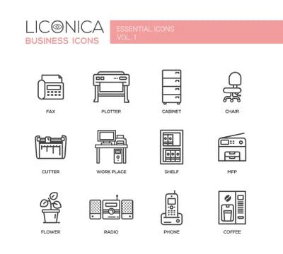 Set of modern office flat design icons and pictograms Stockillustratie