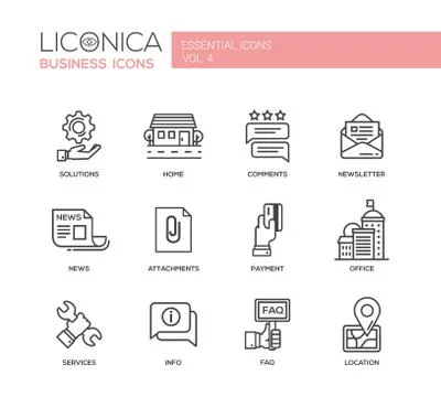 Set of modern office flat design icons and pictograms Stock Illustration