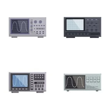 Set of modern oscilloscopes on white background Illustrazione stock