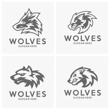 Set of Modern professional Wolf logo for a sport team. Wolf logo vector illus Stock Illustration