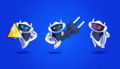 Set modern robots charging artificial intelligence technology concept full Stock Illustration