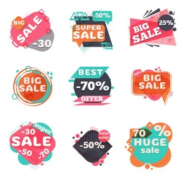 Set of modern sale labels. Stock Illustration