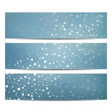 Set of modern scientific banners. Molecule structure DNA and neurons. Abstract Stock Illustration