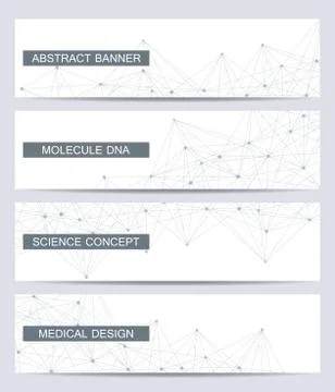 Set of modern scientific banners. Molecule structure DNA and neurons. Abstract Stock Illustration