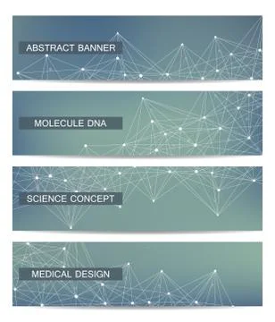 Set of modern scientific banners. Molecule structure DNA and neurons. Abstract Stock Illustration