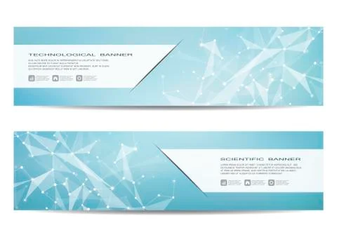 Set of modern scientific banners. Molecule structure DNA and neurons. Abstract Stock Illustration