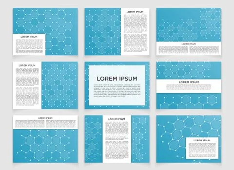 Set of modern scientific banners with molecule structure of DNA. Stock Illustration