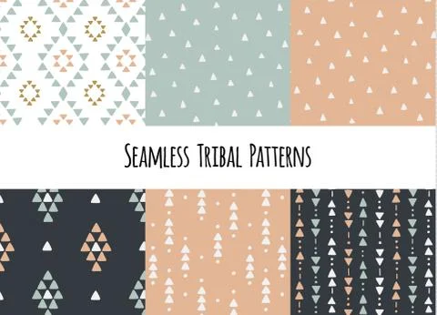 Set of modern seamless hand drawn geometric tribal patterns. Vector navajo Stockillustratie
