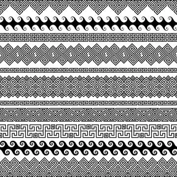 Set of modern seamless vector brushes for creating frames, borders, dividers Stock Illustration