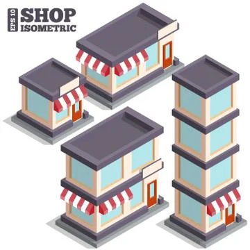 A set of modern shops. Stock Illustration