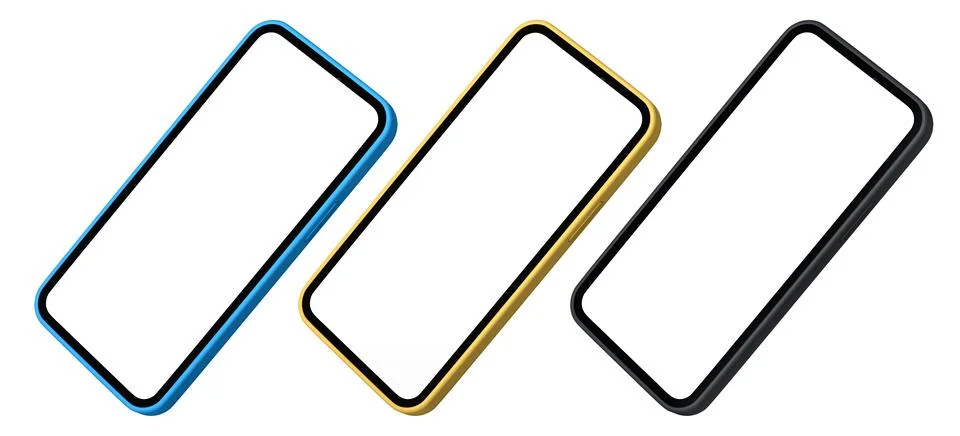 Set of modern smartphone frames with blank screen isolated on white backgroun Stock Illustration