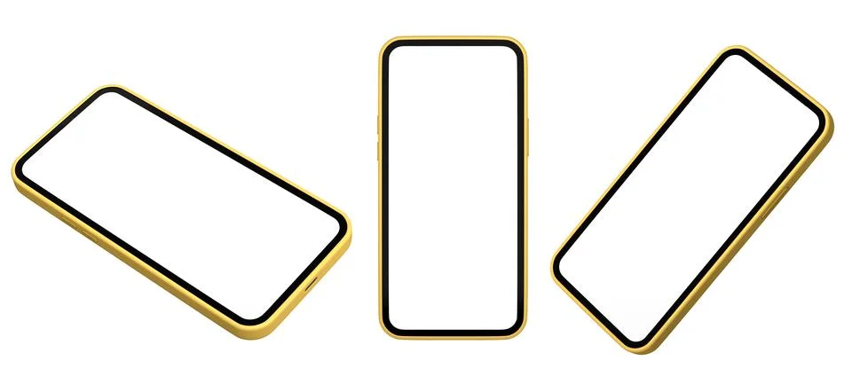 Set of modern smartphone frames with blank screen isolated on white backgroun Stock Illustration
