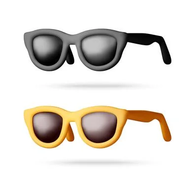 Set of modern sunglasses in 3D style. Stock Illustration
