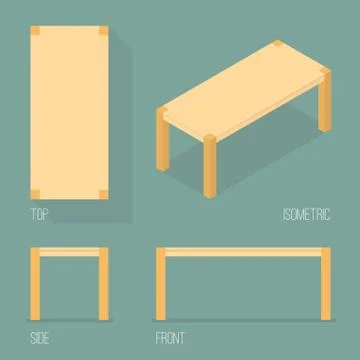 Set of modern table isometric drawing 스톡 일러스트