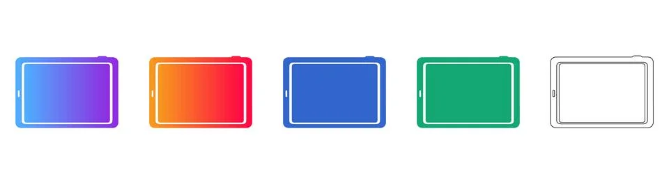 Set of Modern Tablet Computer Icons 스톡 일러스트