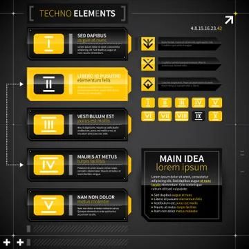 Set of modern techno banners and elements. Useful for web design. EPS10. Illustrazione stock