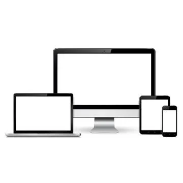 Set of modern technology devices template for responsive design presentation Stock Illustration