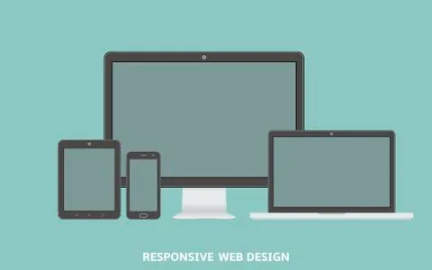 Set of modern technology devices template for responsive design presentation Stockillustratie