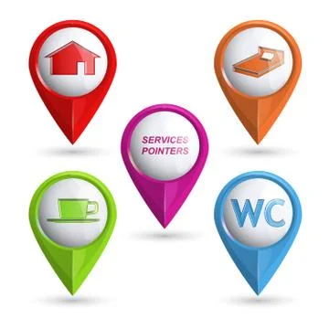 Set of modern vector 3D pointers Иллюстрация